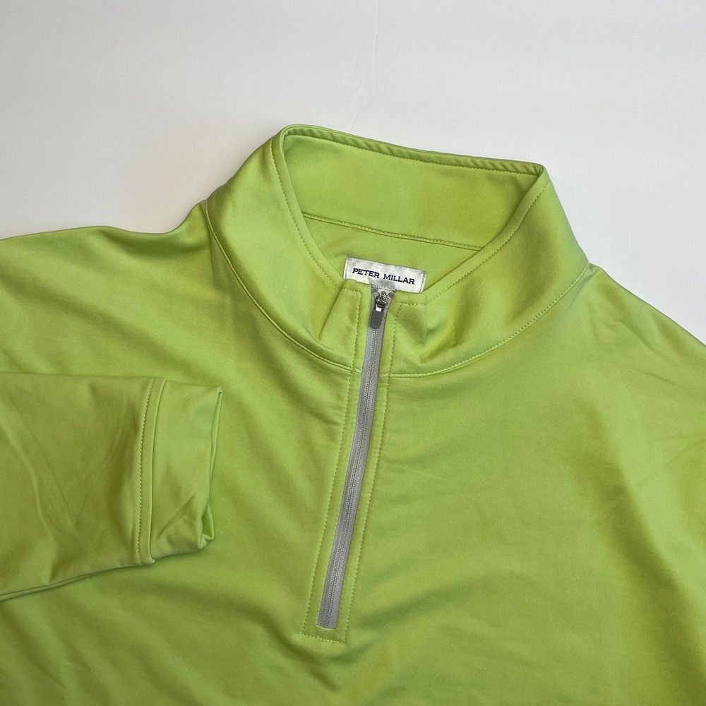 Peter Millar Perth Melange 1/4 Zip Sweater XL Crown Sport Spritzer Lime Green - Picture 2 of 10